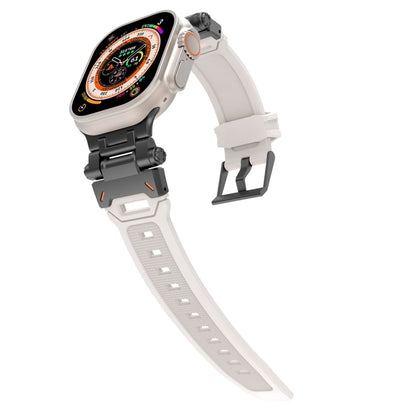 For Apple Watch SE 2023 44mm Stainless Steel Connector TPU Watch Band(Black Starlight) by bashfashion