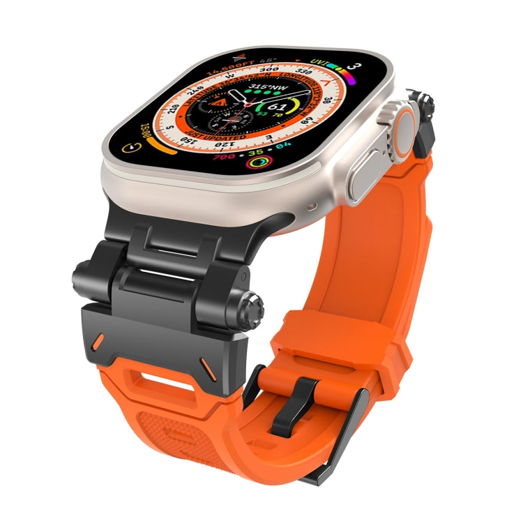 For Apple Watch Series 9 45mm Stainless Steel Connector TPU Watch Band(Black Orange) by bashfashion