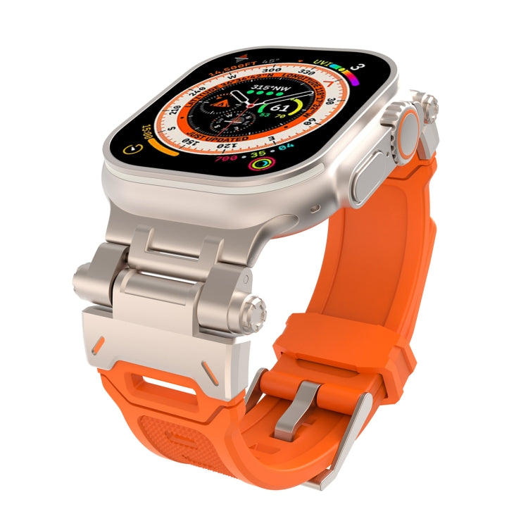 For Apple Watch Series 9 45mm Stainless Steel Connector TPU Watch Band(Titanium Orange) by bashfashion