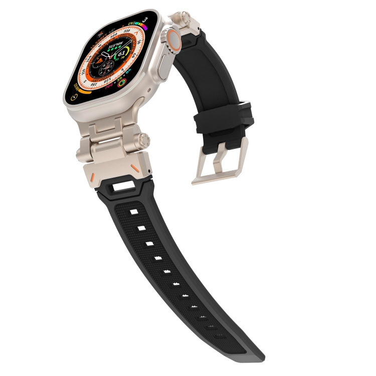 For Apple Watch SE 2022 44mm Stainless Steel Connector TPU Watch Band(Titanium Black) by bashfashion