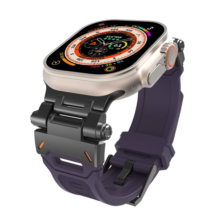 For Apple Watch Series 7 45mm Stainless Steel Connector TPU Watch Band(Black Purple) by bashfashion