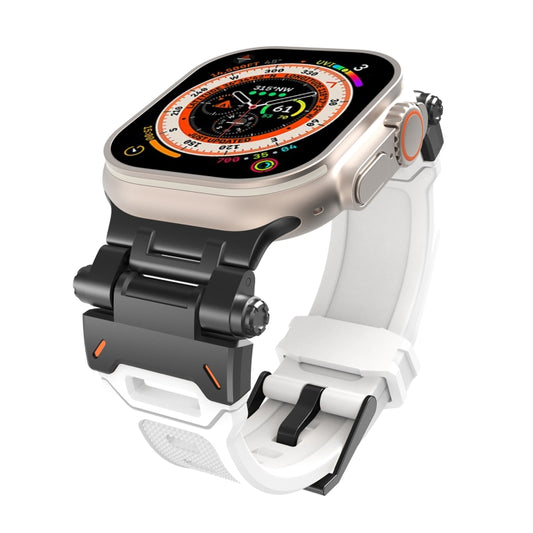 For Apple Watch SE 44mm Stainless Steel Connector TPU Watch Band(Black White) by bashfashion