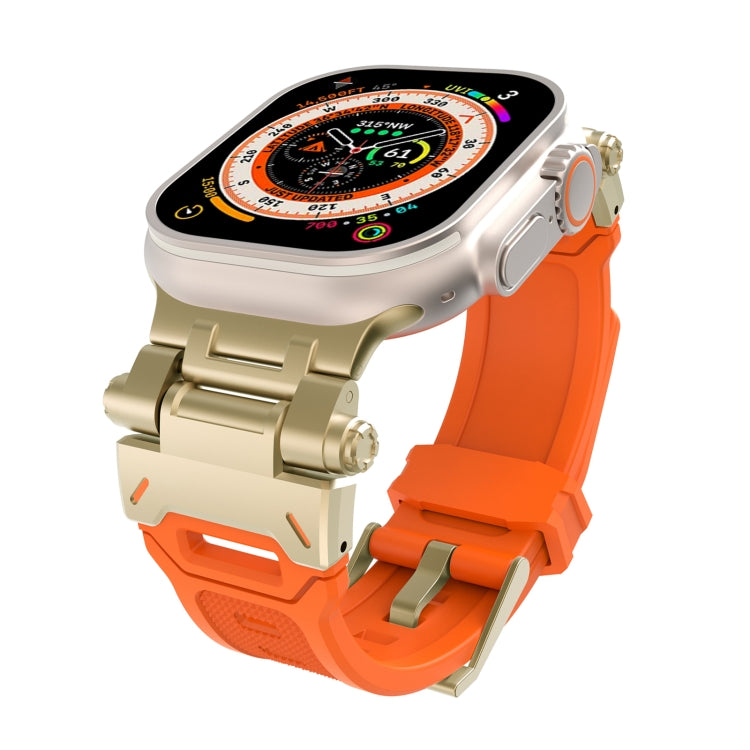 For Apple Watch SE 44mm Stainless Steel Connector TPU Watch Band(Gold Orange) by bashfashion