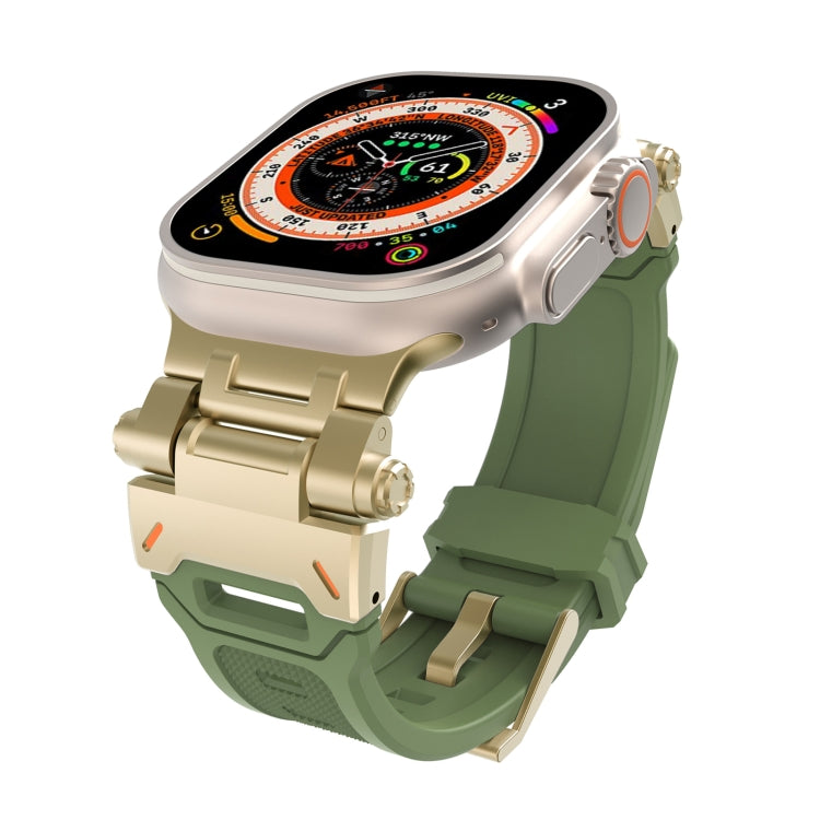 For Apple Watch SE 44mm Stainless Steel Connector TPU Watch Band(Gold Green) by bashfashion