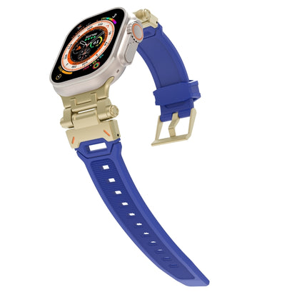 For Apple Watch Series 6 44mm Stainless Steel Connector TPU Watch Band(Gold Blue) by bashfashion