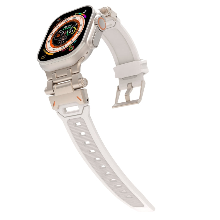 For Apple Watch Series 5 44mm Stainless Steel Connector TPU Watch Band(Titanium Starlight) by bashfashion