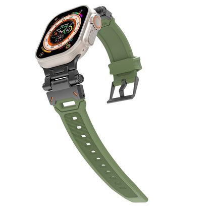 For Apple Watch Series 4 44mm Stainless Steel Connector TPU Watch Band(Black Green) by bashfashion