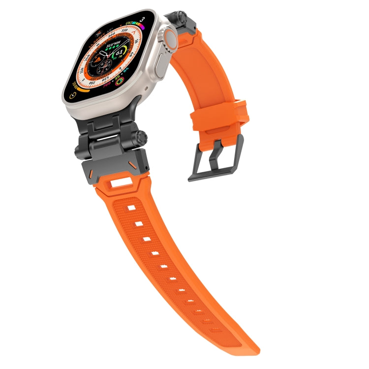 For Apple Watch Series 3 42mm Stainless Steel Connector TPU Watch Band(Black Orange) by bashfashion