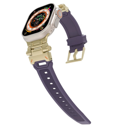 For Apple Watch Series 3 42mm Stainless Steel Connector TPU Watch Band(Gold Purple) by bashfashion