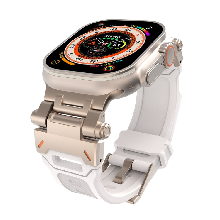 For Apple Watch Series 3 42mm Stainless Steel Connector TPU Watch Band(Titanium Starlight) by bashfashion