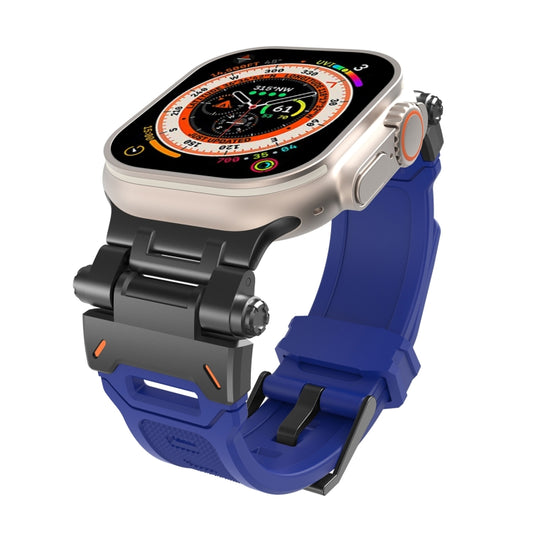 For Apple Watch Series 2 42mm Stainless Steel Connector TPU Watch Band(Black Blue) by bashfashion