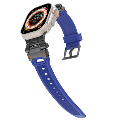 For Apple Watch Series 2 42mm Stainless Steel Connector TPU Watch Band(Black Blue) by bashfashion