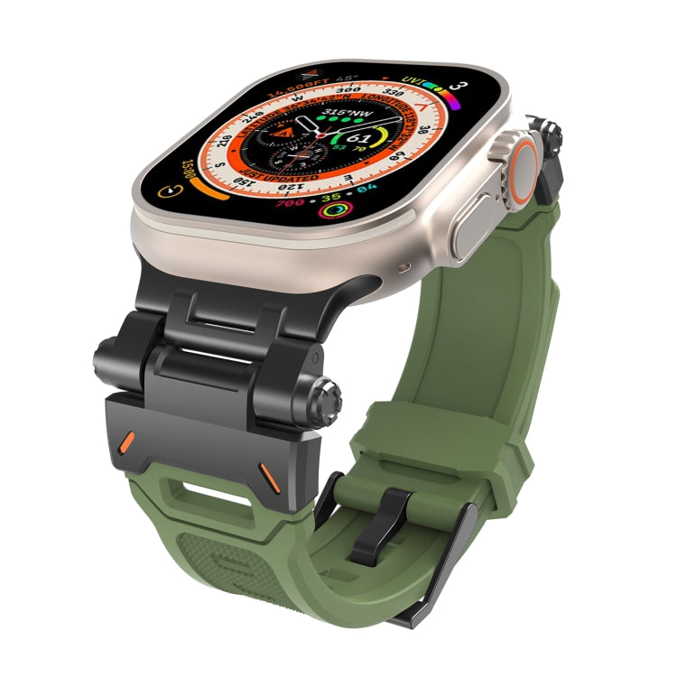 For Apple Watch 42mm Stainless Steel Connector TPU Watch Band(Black Green) by bashfashion