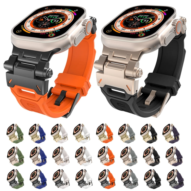 For Apple Watch Series 9 45mm Stainless Steel Connector TPU Watch Band(Gold Orange) by bashfashion