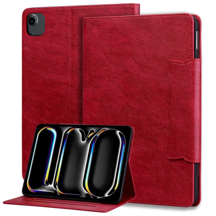 For iPad Air 13 2025 / 2024 Cat Buckle Leather Smart Tablet Case(Red) by bashfashion