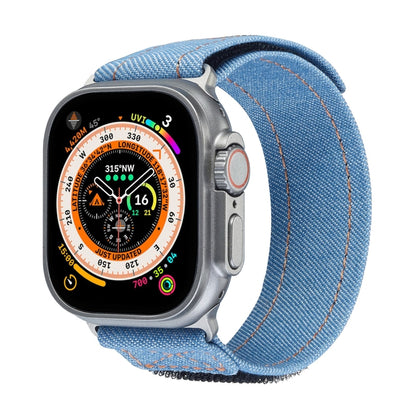 For Apple Watch Ultra 2 49mm Cowboy Nylon Hook and Loop Fastener Watch Band(Light Blue) by bashfashion