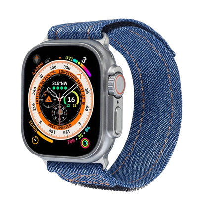 For Apple Watch Ultra 2 49mm Cowboy Nylon Hook and Loop Fastener Watch Band(Dark Blue) by bashfashion