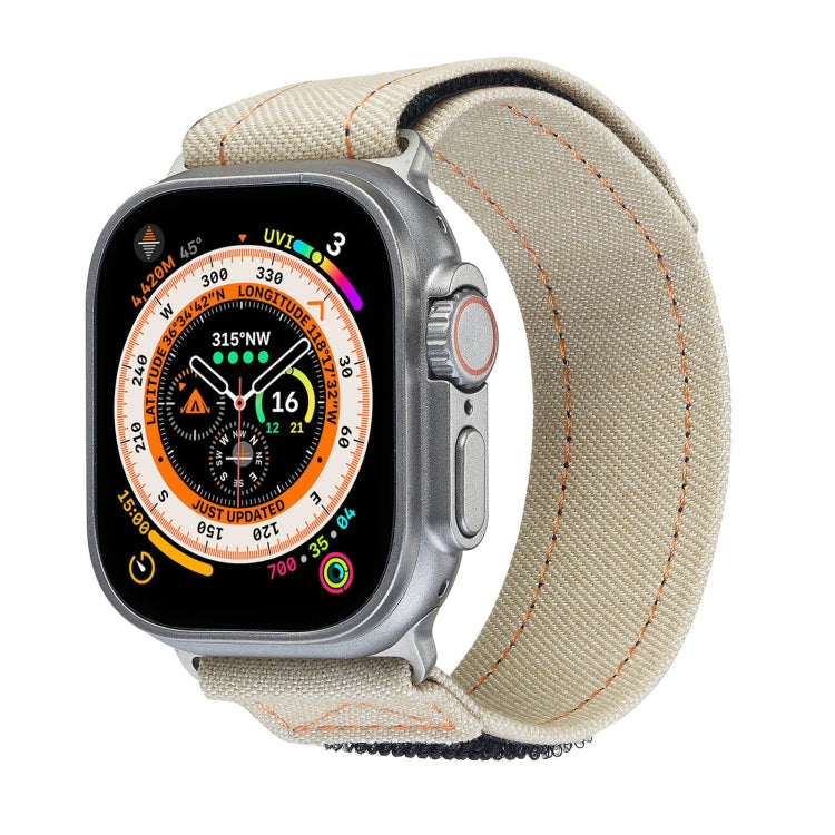 For Apple Watch Ultra 2 49mm Cowboy Nylon Hook and Loop Fastener Watch Band(Apricot) by bashfashion
