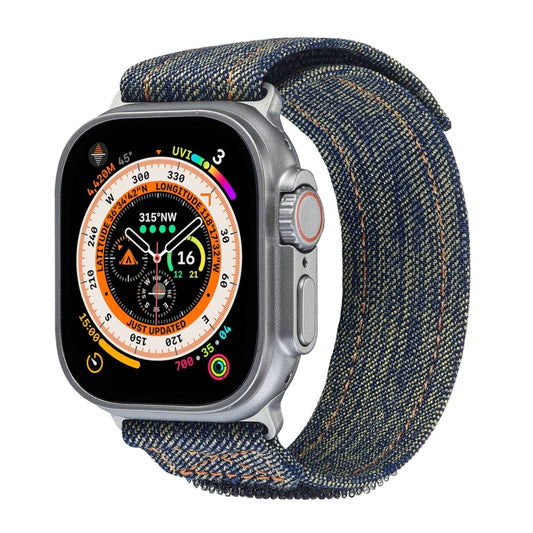 For Apple Watch Ultra 49mm Cowboy Nylon Hook and Loop Fastener Watch Band(Yellow) by bashfashion