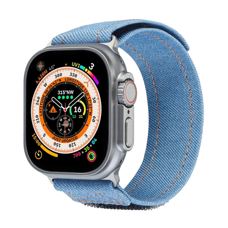 For Apple Watch Ultra 49mm Cowboy Nylon Hook and Loop Fastener Watch Band(Light Blue) by bashfashion