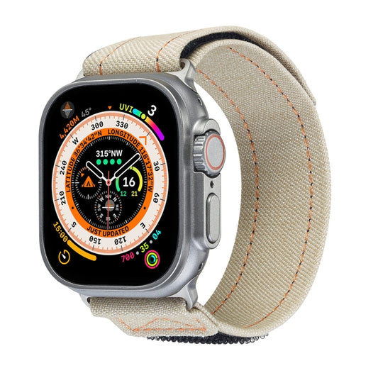 For Apple Watch Ultra 49mm Cowboy Nylon Hook and Loop Fastener Watch Band(Apricot) by bashfashion
