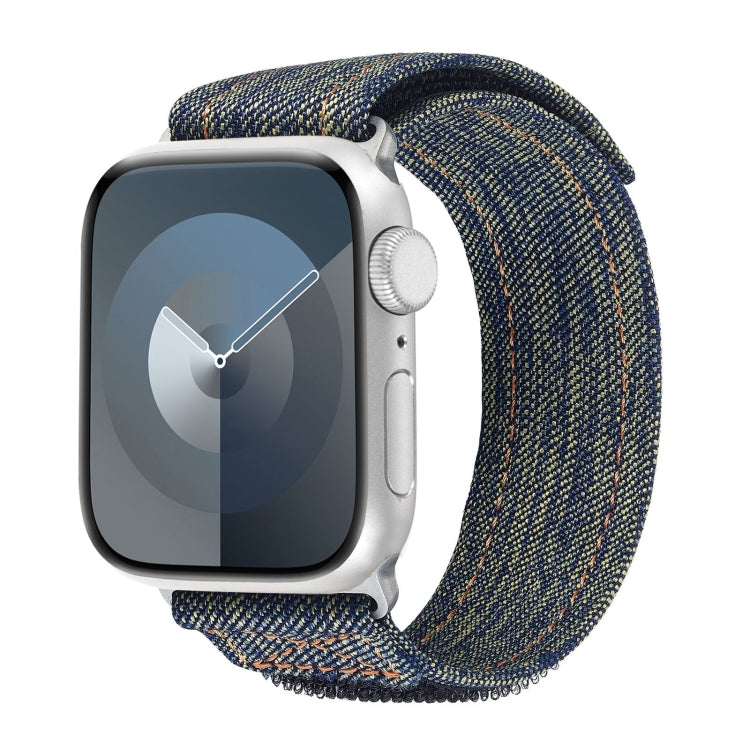 For Apple Watch Series 7 41mm Cowboy Nylon Hook and Loop Fastener Watch Band(Yellow) by bashfashion