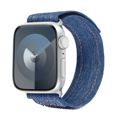 For Apple Watch Series 6 44mm Cowboy Nylon Hook and Loop Fastener Watch Band(Dark Blue) by bashfashion