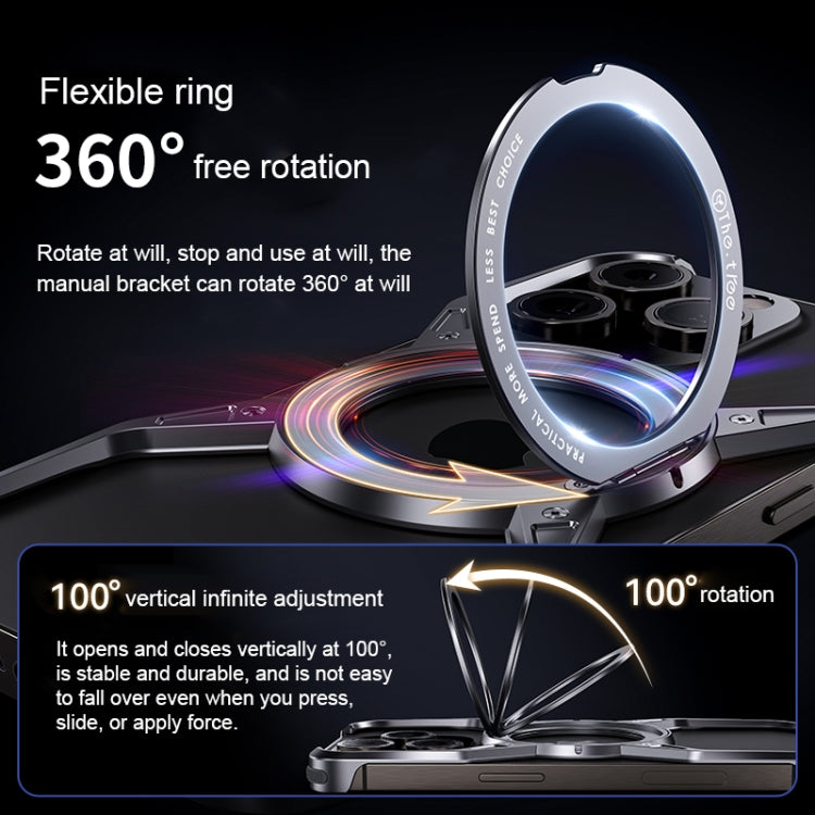 For iPhone 16 Pro Aluminum Alloy Frameless 360-Degree Rotating Phone Case(Silver) by bashfashion