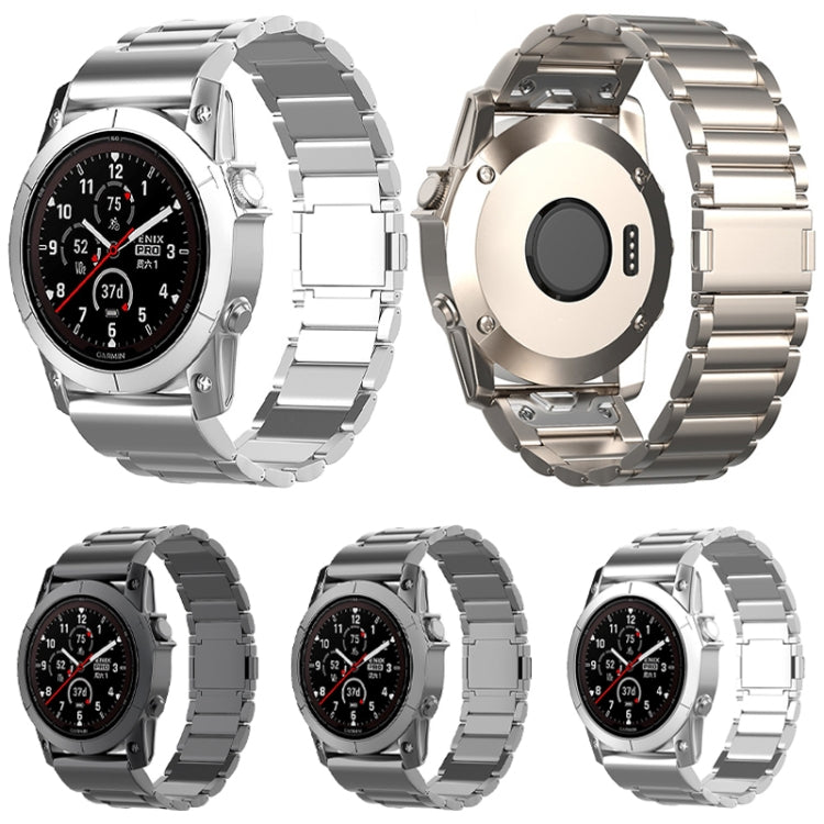 For Garmin Tactix 7 Pro / Fenix 7X 26mm Three-Bead Magnetic Buckle Metal Quick Release Watch Band(Black) by bashfashion