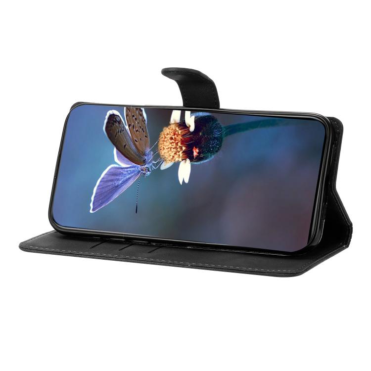 For iPhone 16e Cherry Blossom Butterfly Skin Feel Embossed PU Phone Case(Black) by bashfashion