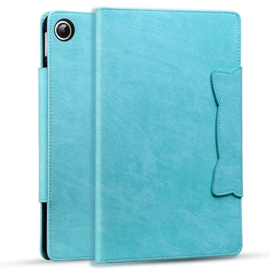For Samsung Galaxy Tab A11+ / A9+ Cat Buckle Leather Tablet Case(Sky Blue) by bashfashion