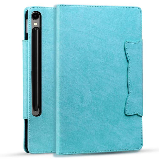 For Samsung Galaxy Tab S10 FE+ Cat Buckle Leather Tablet Case(Sky Blue) by bashfashion