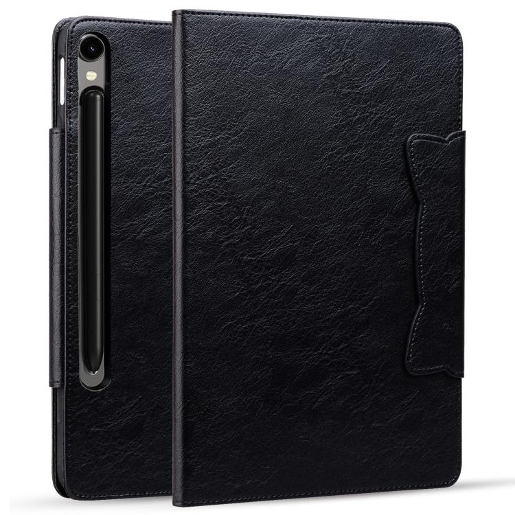 For Samsung Galaxy Tab S10 FE+ Cat Buckle Leather Tablet Case(Black) by bashfashion