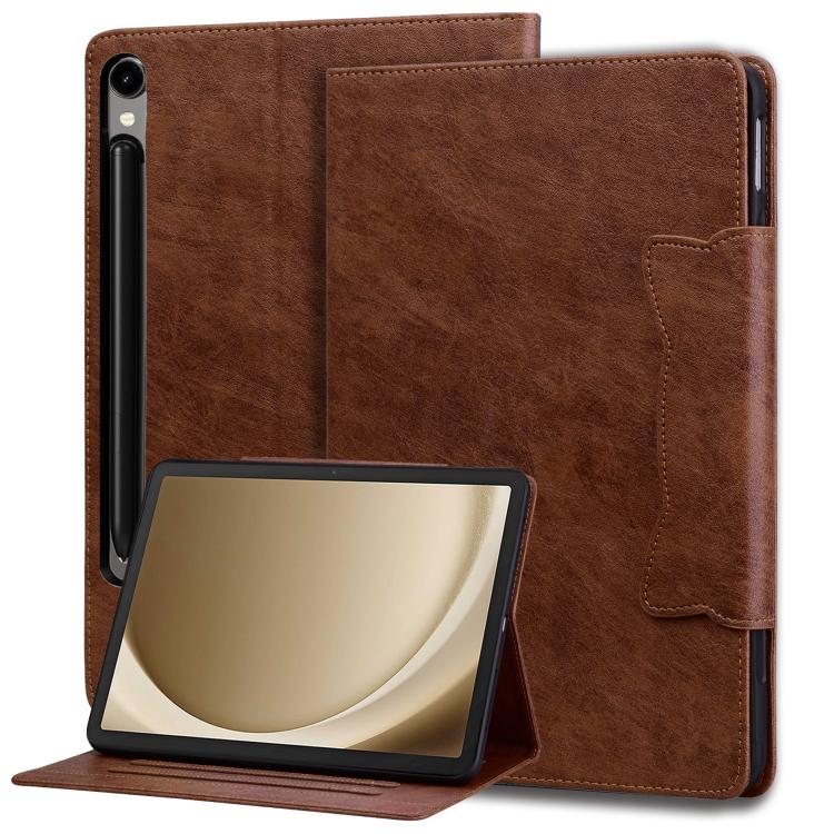 For Samsung Galaxy Tab S10 FE+ Cat Buckle Leather Tablet Case(Brown) by bashfashion