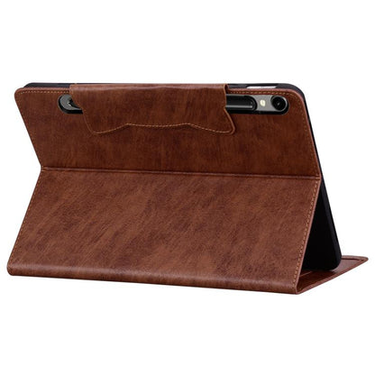 For Samsung Galaxy Tab S10 FE+ Cat Buckle Leather Tablet Case(Brown) by bashfashion