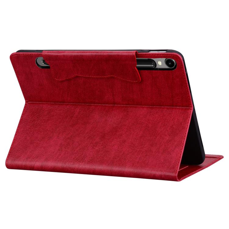 For Samsung Galaxy Tab S10 FE+ Cat Buckle Leather Tablet Case(Red) by bashfashion
