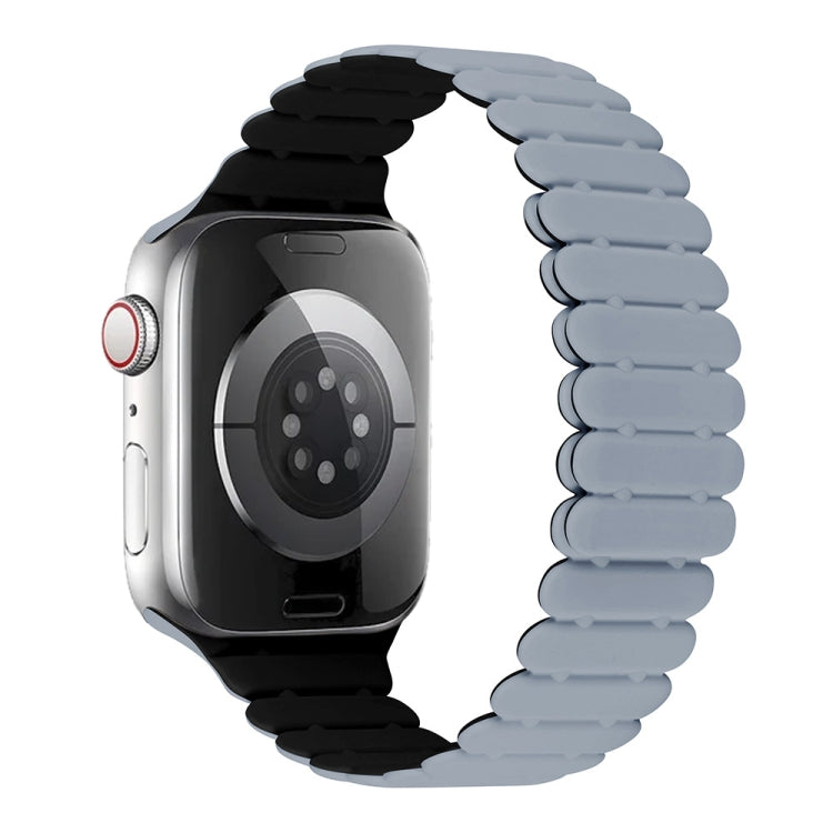 For Apple Watch SE 2023 44mm Bamboo Magnetic Silicone Watch Band(Grey Black) by bashfashion