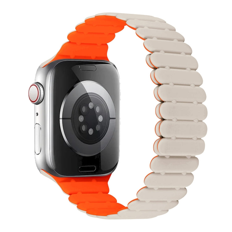 For Apple Watch Series 8 41mm Bamboo Magnetic Silicone Watch Band(Starlight Orange) by bashfashion