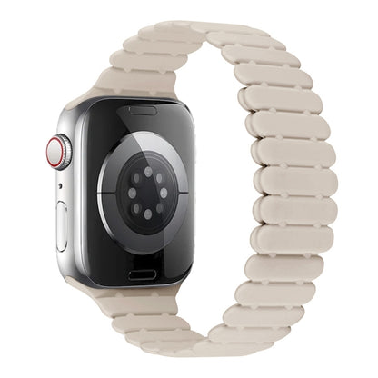 For Apple Watch SE 44mm Bamboo Magnetic Silicone Watch Band(Starlight) by bashfashion