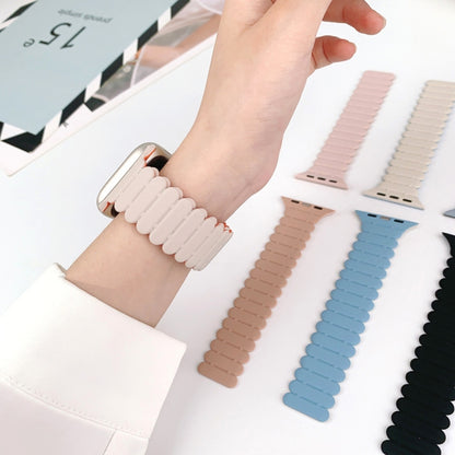 For Apple Watch SE 2023 40mm Bamboo Magnetic Silicone Watch Band(Black) by bashfashion