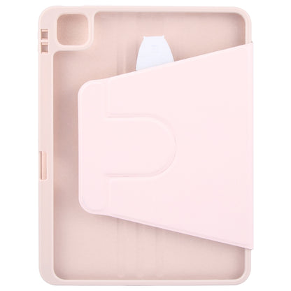 For iPad Pro 11 2022 / 2021 / 2020 GEBEI Acrylic TPU 3-folding Rotating Smart Tablet Leather Case withh Pen Slot(Pink) by GEBEI
