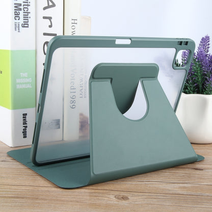 For iPad Air 13 2025 / 2024 GEBEI Acrylic TPU 3-folding Rotating Smart Tablet Leather Case withh Pen Slot(Dark Green) by GEBEI