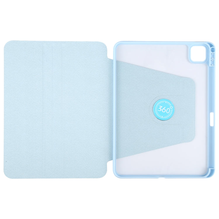 For iPad Air 13 2025 / 2024 GEBEI Acrylic TPU 3-folding Rotating Smart Tablet Leather Case withh Pen Slot(Sky Blue) by GEBEI
