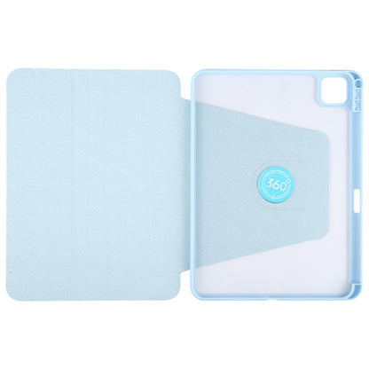 For iPad Air 13 2025 / 2024 GEBEI Acrylic TPU 3-folding Rotating Smart Tablet Leather Case withh Pen Slot(Sky Blue) by GEBEI