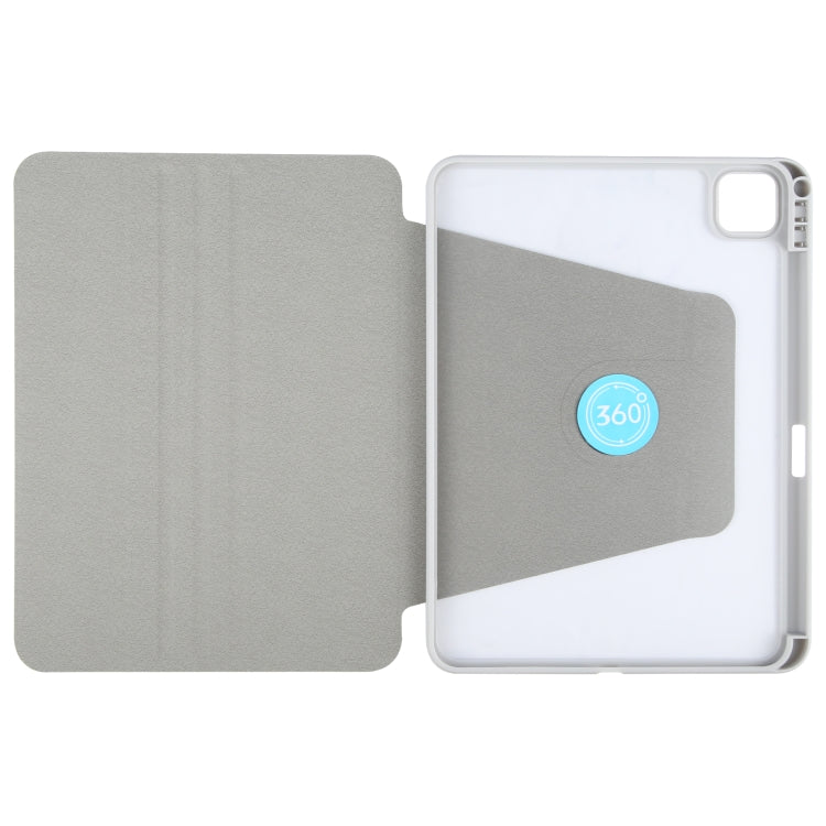 For iPad Air 13 2025 / 2024 GEBEI Acrylic TPU 3-folding Rotating Smart Tablet Leather Case withh Pen Slot(Grey) by GEBEI