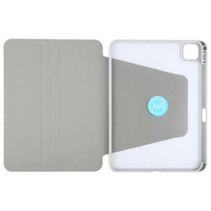 For iPad Air 13 2025 / 2024 GEBEI Acrylic TPU 3-folding Rotating Smart Tablet Leather Case withh Pen Slot(Grey) by GEBEI