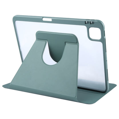 For iPad Pro 12.9 2022 / 2021 / 2020 GEBEI Acrylic TPU 3-folding Rotating Smart Tablet Leather Case withh Pen Slot(Dark Green) by GEBEI