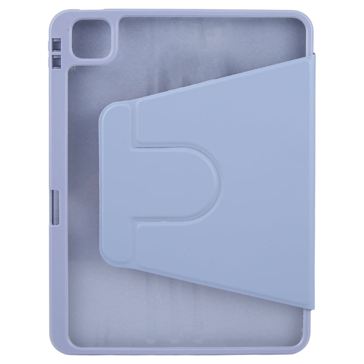 For iPad Pro 12.9 2022 / 2021 / 2020 GEBEI Acrylic TPU 3-folding Rotating Smart Tablet Leather Case withh Pen Slot(Light Purple) by GEBEI