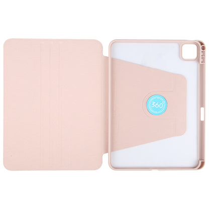 For iPad Pro 13 2025 / 2024 GEBEI Acrylic TPU 3-folding Rotating Smart Tablet Leather Case withh Pen Slot(Pink) by GEBEI
