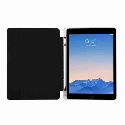 For iPad Air / Air 2 / 9.7 2017 / 2018 Carbon Fiber Clear Acrylic 3-Fold Leather Tablet Case(Black) by bashfashion